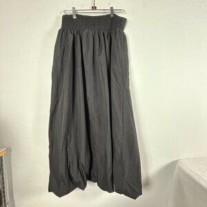 Womens Black Smocked Waist Maxi Skirt XL Elastic Waist Cotton Blend Pull-On